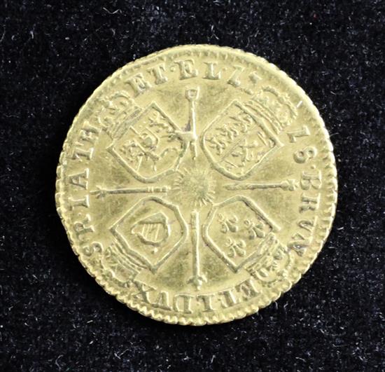 A George I gold quarter guinea, 1718,